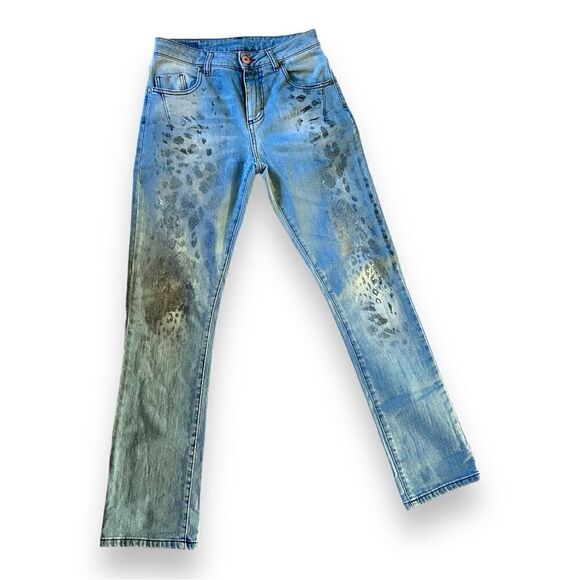 Maryley Italy | EUC Women's Distressed Denim with Animal Print Size 26 - Picture 1 of 10